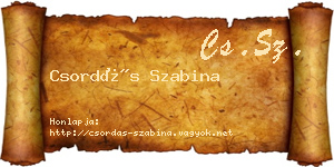 Csordás Szabina névjegykártya